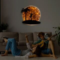 Veraart Kişiselleştirilebilir Işıklı Epoksi Cam Katmanlı Tablo Tegan Sevgili Dolunay 40 cm