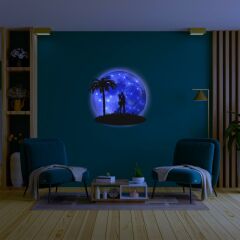 Veraart Kişiselleştirilebilir Işıklı Epoksi Cam Katmanlı Tablo Jayla Sevgili Dolunay 40 cm