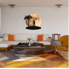 Veraart Kişiselleştirilebilir Işıklı Epoksi Cam Katmanlı Tablo Jayla Sevgili Dolunay 60 cm