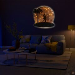 Veraart Kişiselleştirilebilir Işıklı Epoksi Cam Katmanlı Tablo Jayla Sevgili Dolunay 60 cm