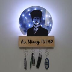 Veraart Işıklı Pleksi Dolunay Kişiselleştirilebilir Dekoratif Biblo Atatürk Portre Anahtar Askılığı