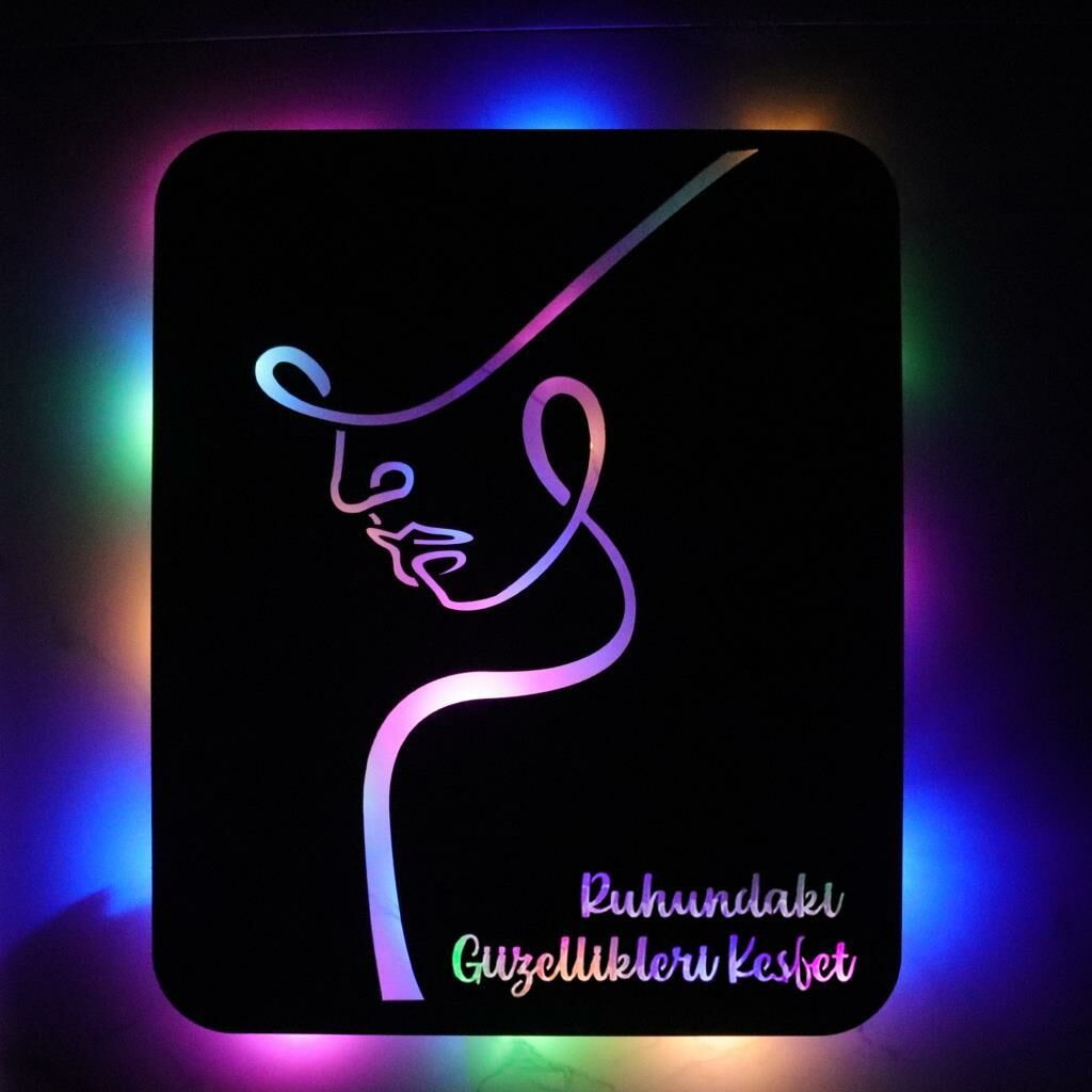 Veraart Işıklı Kişiselleştirilebilir Kadın Temalı Tablo Perla Dekoratif Gece Lambası 80 cm
