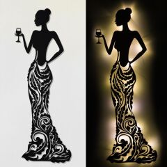 Veraart Işıklı  Kadın Temalı Tablo Bloom Dekoratif Gece Lambası 85 cm