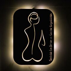 Veraart Işıklı Kişiselleştirilebilir Kadın Temalı Tablo Emery Dekoratif Gece Lambası 60 cm