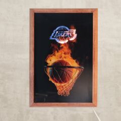 Veraart Işıklı Pleksi Basketbol Temalı Sürpriz Tablo Los Angeles Lakers Dekoratif Ayaklı Biblo