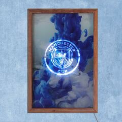 Veraart Işıklı Pleksi Futbol Temalı Sürpriz Tablo Manchester City FC Dekoratif Ayaklı Biblo
