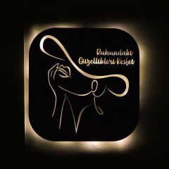Veraart Işıklı Kişiselleştirilebilir Kadın Temalı Tablo Mila Dekoratif Gece Lambası 60 cm