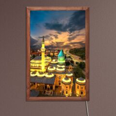 Veraart Işıklı Pleksi Dini İslami Sürpriz Tablo Semazen Mevlena Türbesi Dekoratif Ayaklı Biblo