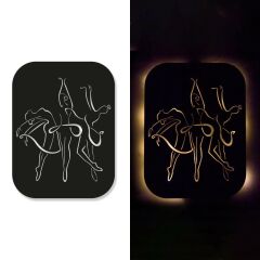 Veraart Işıklı Kişiselleştirilebilir Kadın Temalı Tablo Dans Eden Kızlar Dekoratif Gece Lambası 60 cm