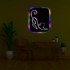 Veraart Işıklı Kişiselleştirilebilir Kedi Temalı Tablo Simba Dekoratif Gece Lambası 40 cm