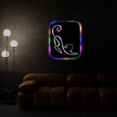 Veraart Işıklı Kişiselleştirilebilir Kedi Temalı Tablo Simba Dekoratif Gece Lambası 40 cm