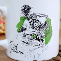 Veraart Cat Fashion Beyaz Silindir Kupa