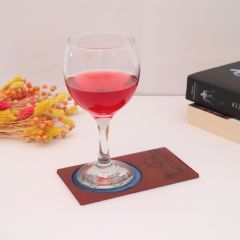 Veraart Epoksili Şarap Şişesi ve Kadeh Görselli Bardak Altlığı 6 lı