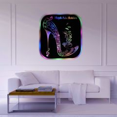 Veraart Işıklı Kişiselleştirilebilir Müzik Temalı Tablo Kadın Ayakkabısı Dekoratif Gece Lambası 40 cm