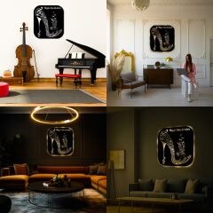 Veraart Işıklı Kişiselleştirilebilir Müzik Temalı Tablo Kadın Ayakkabısı Dekoratif Gece Lambası 60 cm