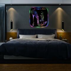 Veraart Işıklı Kişiselleştirilebilir Müzik Temalı Tablo Kadın Ayakkabısı Dekoratif Gece Lambası 80 cm