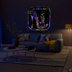 Veraart Işıklı Kişiselleştirilebilir Müzik Temalı Tablo Kadın Ayakkabısı Dekoratif Gece Lambası 80 cm