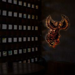 Veraart Işıklı Anka Kuşu Dekoratif Tablo Duvar Dekorlu Gece Lambası