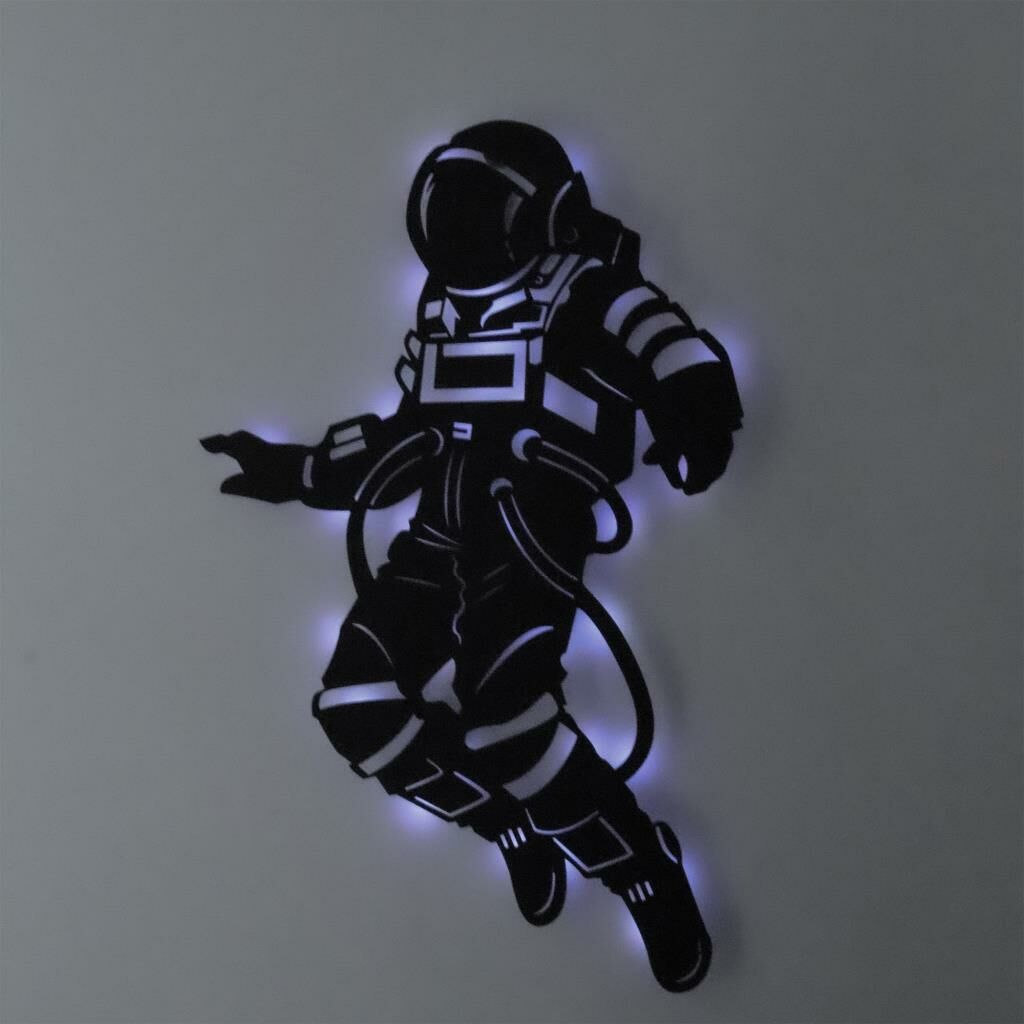 Veraart Işıklı Astronot Uzay Temalı Tablo Duvar Dekorlu Gece Lambası