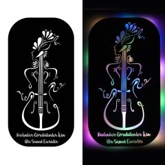 Veraart Işıklı Kişiselleştirilebilir Müzik Temalı Tablo Kadın Figürlü  Dekoratif Gece Lambası 80 cm