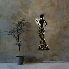 Veraart Işıklı Çiçekli Kadın Temalı Tablo Bloom Dekoratif Gece Lambası 70 cm