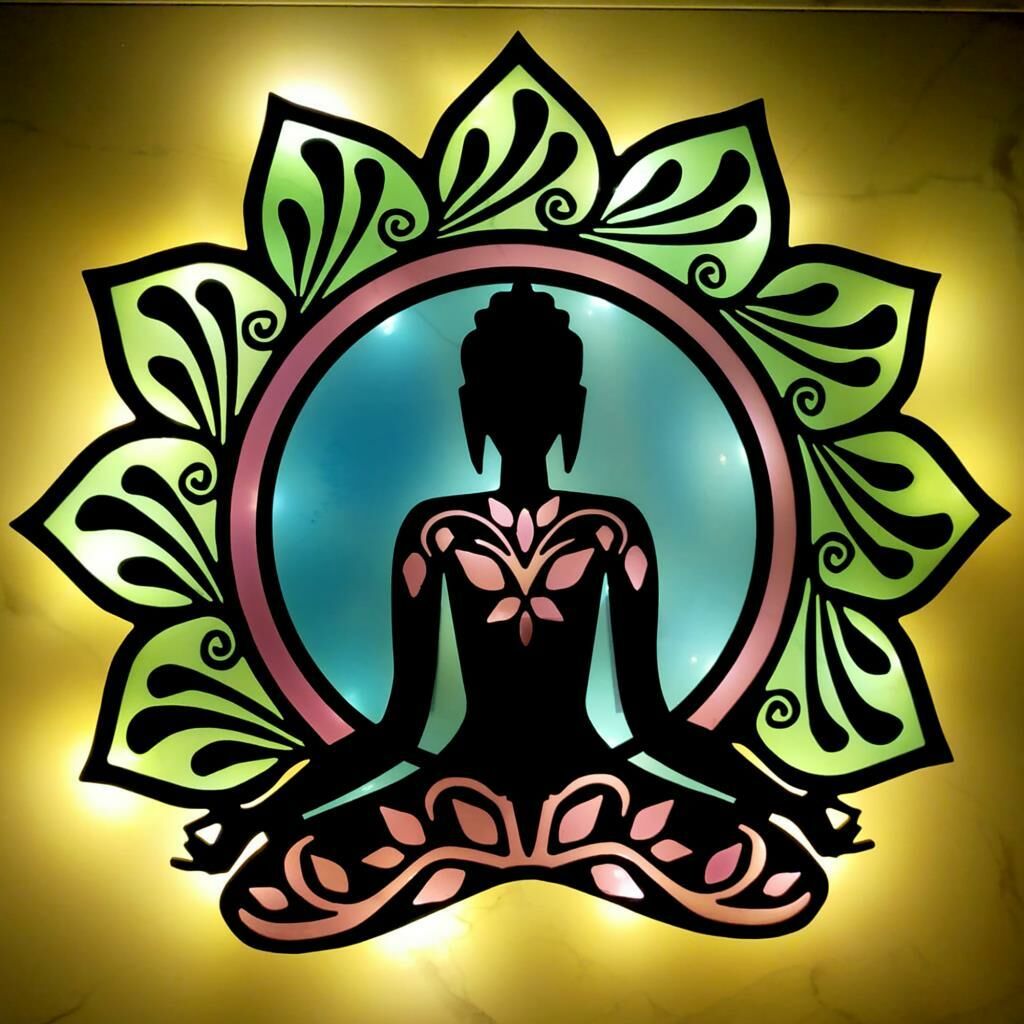Veraart Epoksili Meditasyon Yoga Buda Figürlü Duvar Dekorlu Gece Lambası 40x44 cm