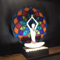 Veraart Epoksili Işıklı Kişiselleştirilebilir Torus Yoga Yapan Kadın Gece Lambası  Dekoratif Obje Anneler Günü Hediyesi
