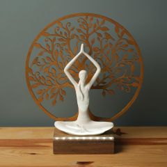 Veraart Işıklı Kişiselleştirilebilir Hayat Ağacı Yoga Yapan Kadın Biblo Gece Lambası Dekoratif Obje Gold Anneler Günü Hediyesi