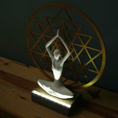 Veraart Işıklı Kişiselleştirilebilir Sri Yanta Yoga Yapan Kadın Biblo Gece Lambası Dekoratif Obje Gold Anneler Günü Hediyesi