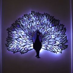 Veraart Epoksili Tavus Kuşu Figürlü Duvar Dekorlu Gece Lambası 78x104 cm