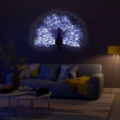 Veraart Epoksili Tavus Kuşu Figürlü Duvar Dekorlu Gece Lambası 78x104 cm
