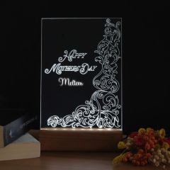 Veraart Happy Mother's Day Işıklı Pleksi Kişiye Özel Gece Lambası Anneler Günü Hediyesi
