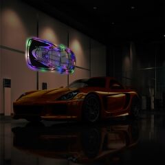 Veraart Işıklı Araba Temalı Tablo Lamborghini Üst Görünüm Dekoratif Gece Lambası 100 cm