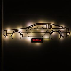 Veraart Işıklı Kişiselleştirilebilir Araba Temalı Tablo Delorean Dekoratif Gece Lambası 80 cm