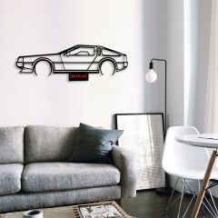 Veraart Işıklı Kişiselleştirilebilir Araba Temalı Tablo Delorean Dekoratif Gece Lambası 80 cm
