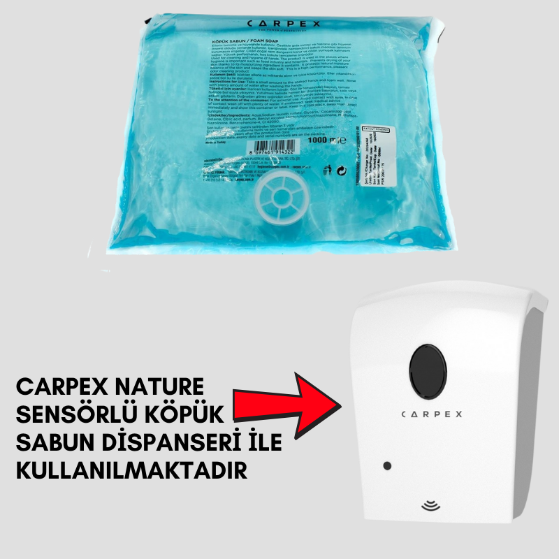 CARPEX NATURE SENSÖRLÜ KÖPÜK SABUN KARTUŞU 1000 ML.x 8 ADET