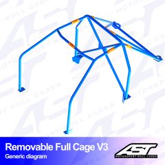 Roll Cage AUDI A3 / S3 (8V) 4-doors Sedan Quattro REMOVABLE FULL CAGE V3