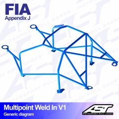 Roll Cage AUDI Quattro S1 (B2 Typ85) 2-doors Coupe Quattro MULTIPOINT WELD IN V1
