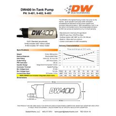 FUEL PUMP DW400 DEATSCHWERKS (415LPH), UNIVERSAL INSTALL KIT 9-1000