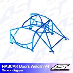 Roll Cage MAZDA RX-8 (SE3P) 4-doors Coupe WELD IN V4 NASCAR-door for drift