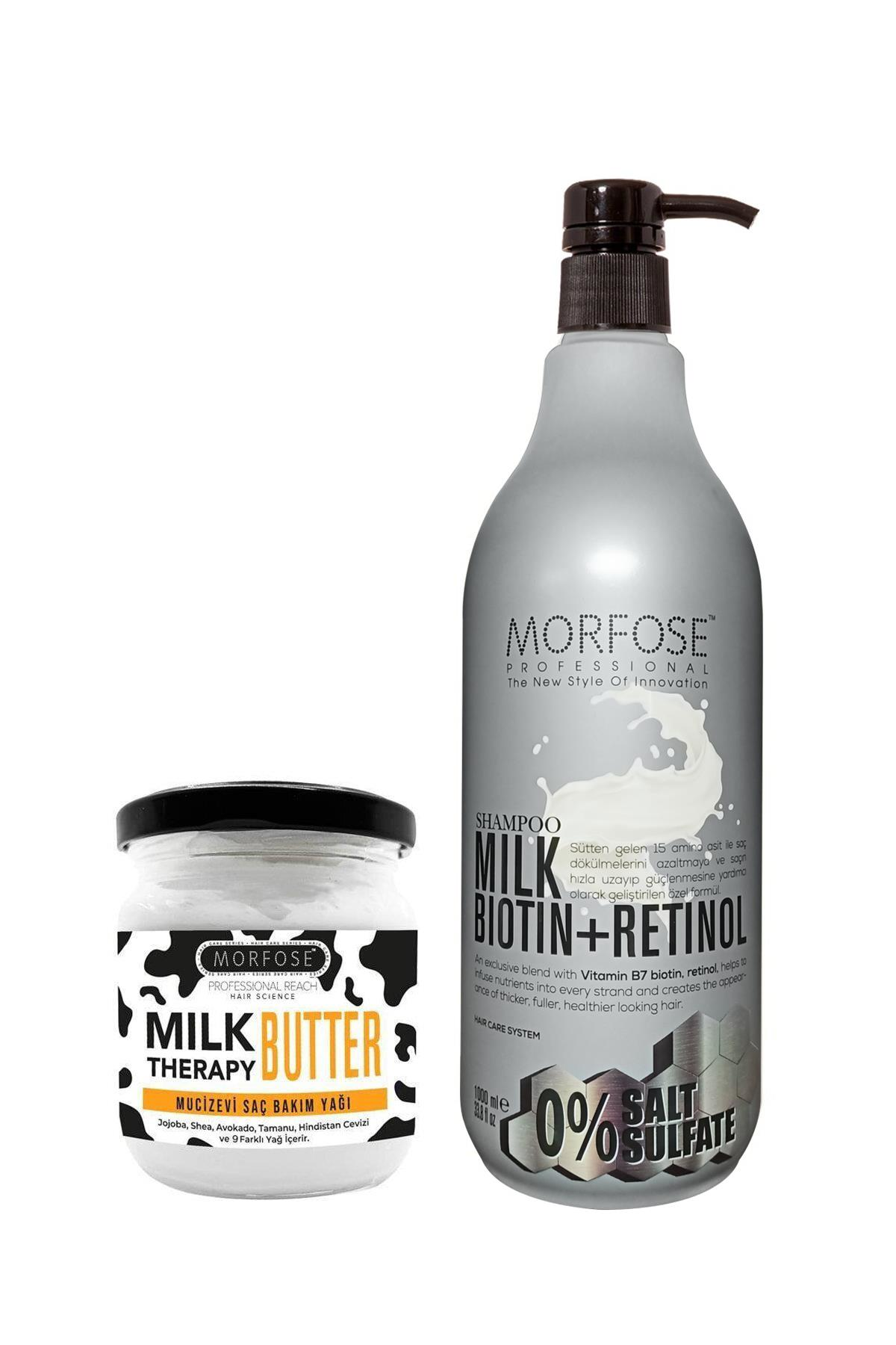 Morfose Milk Therapy Butter+Sülfatsız Milk Biotin+Retinol İçerikli Tuzsuz Şampuan 1000 ml