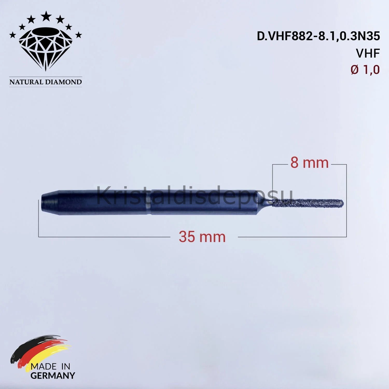 VHF Elmas Cad Cam Drill 1,0 mm