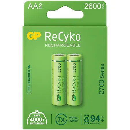 2'Li Paket GP ReCyko 2600mAh AA Şarj Edilebilir Kalın Kalem Pil