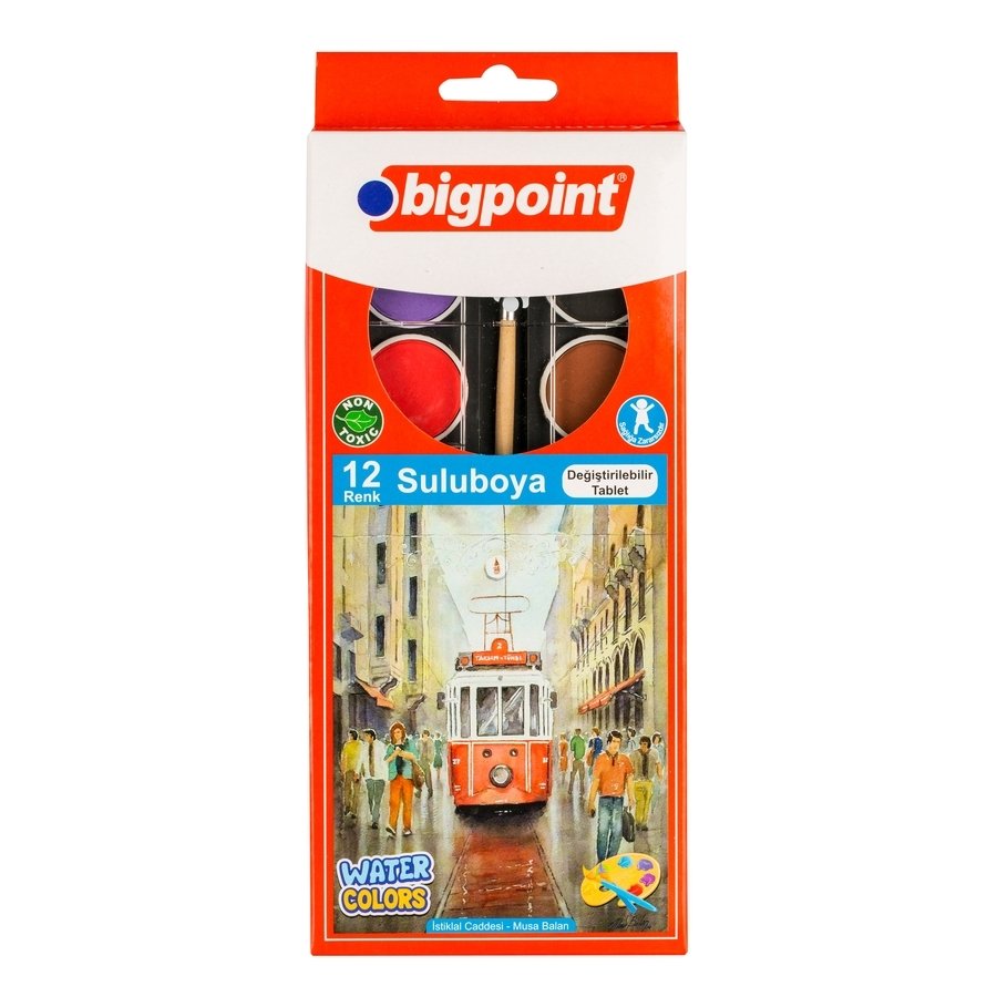 Bigpoint Suluboya 12+1 Renk (Değiştirilebilir Tablet) 12'li Paket