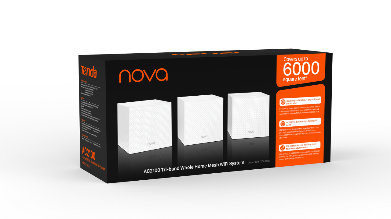 TENDA NOVA MW12 MESH AC2100 KABLOSUZ ROUTER(3'Lİ)