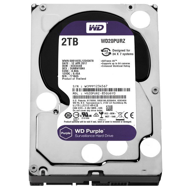 WD 2TB Purple 3.5   64MB Sata 6Gb/s 7/24 WD20PURZ