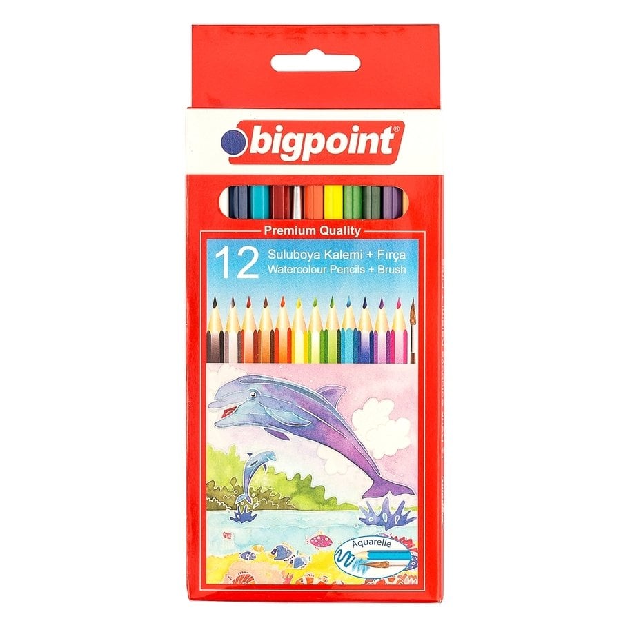 Bigpoint Aquarelle Boya Kalemi 12 Renk Fırçalı 12'li Kutu