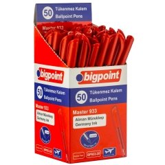 Bigpoint Tükenmez Kalem Master 1.0mm Kırmızı 50'li Kutu