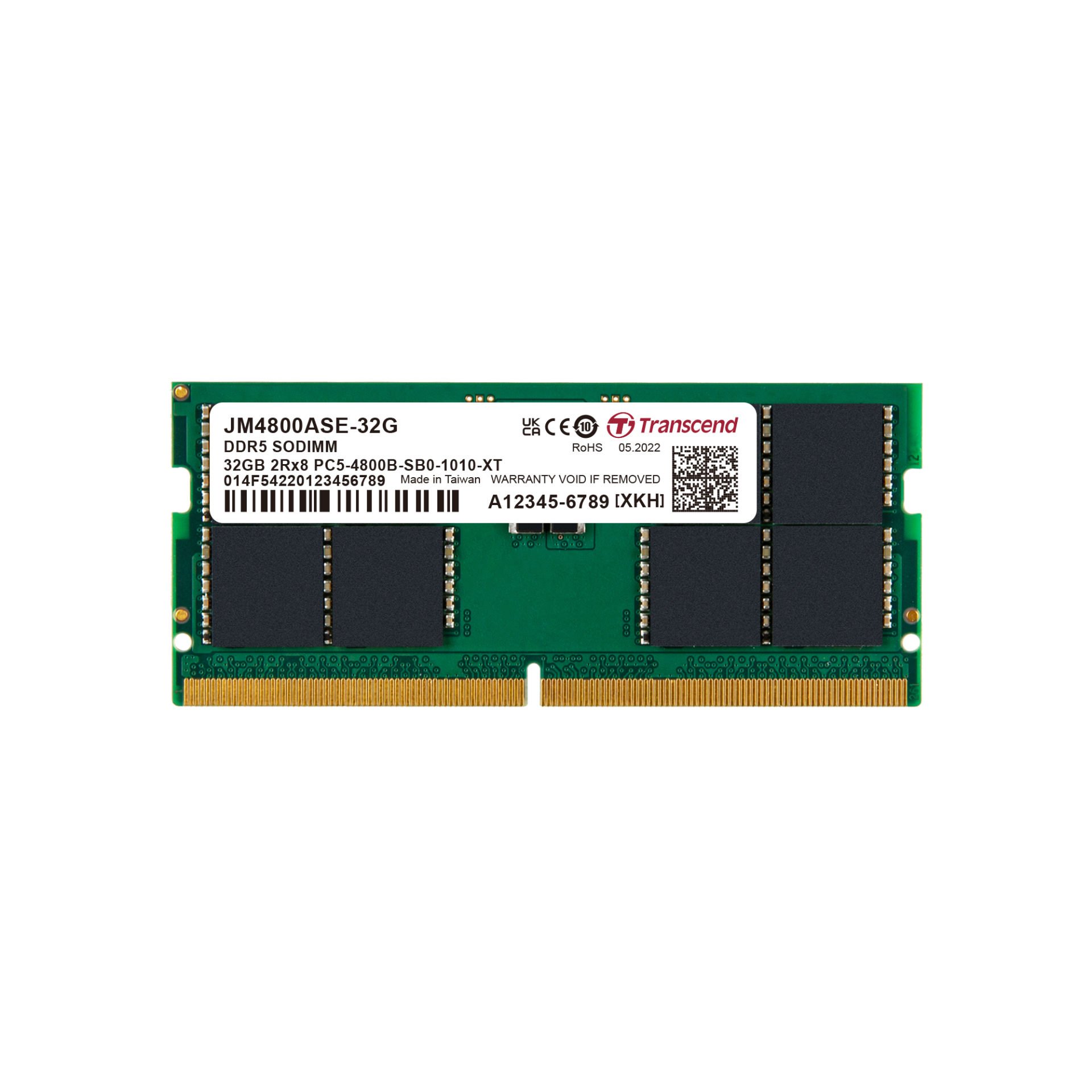 Transcend 32GB(1x32GB) 4800Mhz SODIMM CL40 DDR5 Notebook Ram (JM4800ASE-32G)