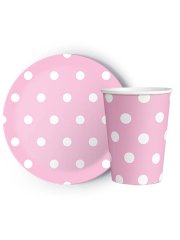 8'li Karton Tabak -  Bardak Puantiye Pembe